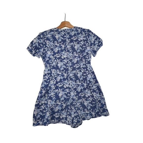 Jazz Kids Blue Floral Lace Collar Button Front Romper Girls Size 8 - Picture 6 of 7